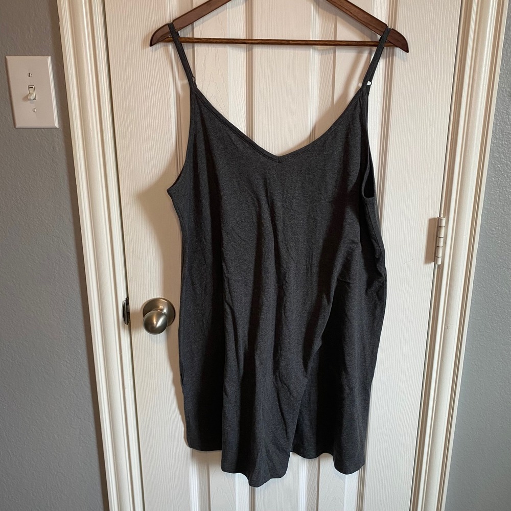 Torrid Sleep Gown Charcoal Heather Cotton Jersey V-Back  NWT Size 00 Medium‎